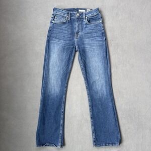 NoEnd Denim Jeans Womens 24 Blue Kick Flare Mid Rise Medium Wash USA Made‎